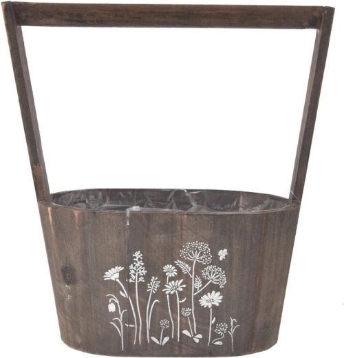 Wooden planter MEADOW brown rectangular 20 × 14 × 27 cm