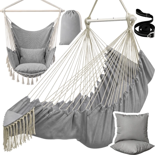 Hangende Braziliaanse stoel LUA Long lichtgrijs
