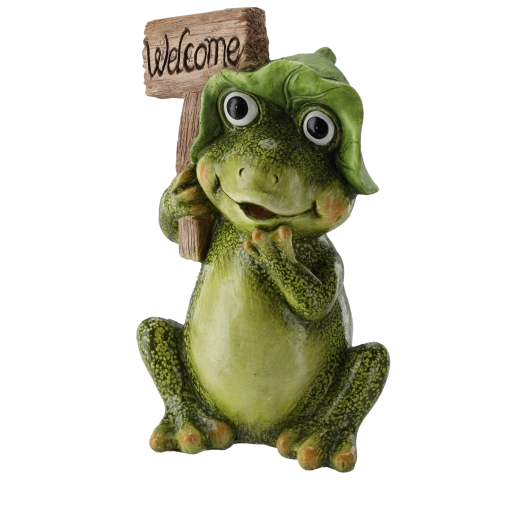 Figurine de jardin grenouille Welcome – statuette décorative pour jardin et terrasse
