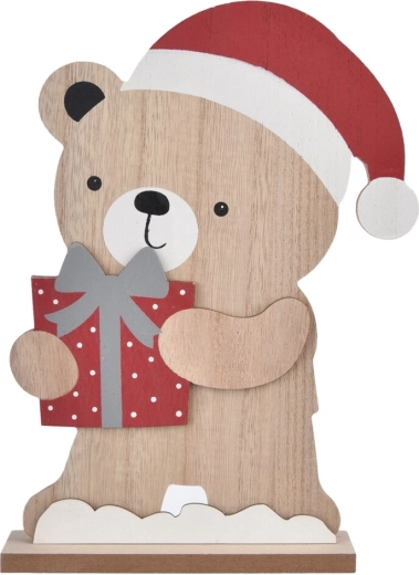 Juletræspynt i træ – beige bjørn 26 cm