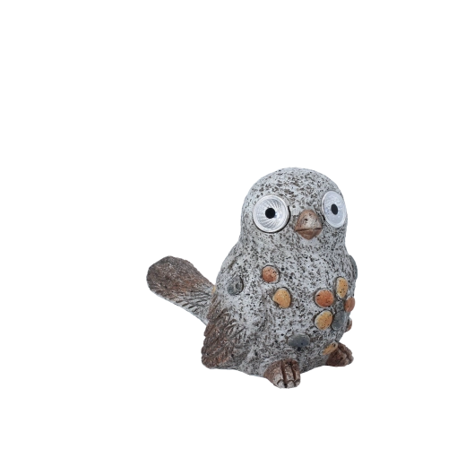 Figurine de jardin oiseau avec yeux LED