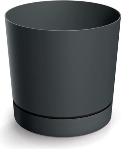 Cache-pot avec soucoupe TUBO P 24 cm gris foncé