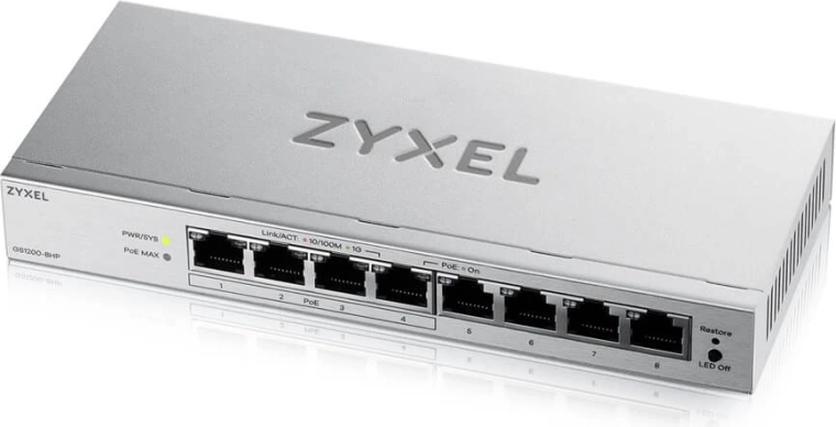 Zyxel GS1200-8HPv3 – switch PoE gigabit a 8 porte gestito via web