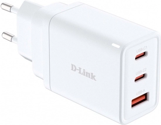 Chargeur GaN D-Link 65 W, 2× USB-C et 1× USB-A