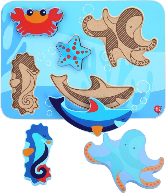 Puzzle ad incastro in legno Sea World – LUCY & LEO, 6 pezzi