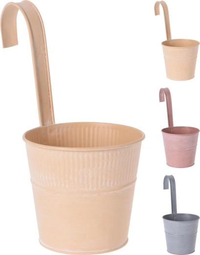 Hanging decorative metal planter 12.5 cm, ribbed surface