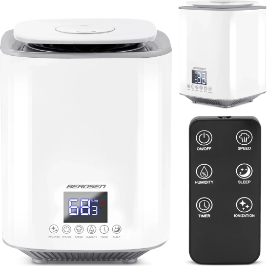 Umidificatore d’aria BERDSEN con ionizzazione e aromaterapia, bianco