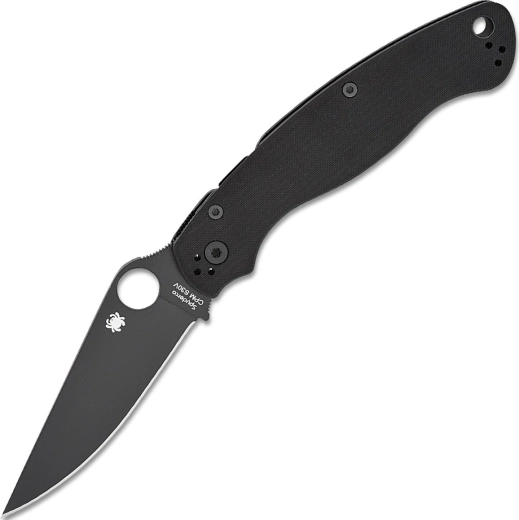 Spyderco Military 2 All Black Folding Knife, G10, DLC Finish