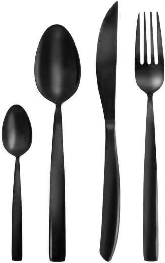 Luxus fekete rozsdamentes evőeszközkészlet 6 személyre, 24 darabos ORION Black Luxury