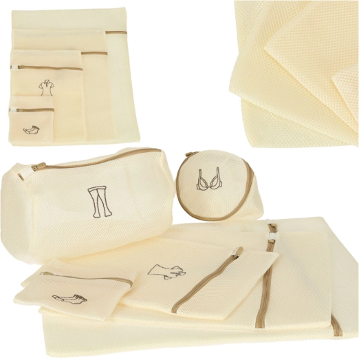 Set van 6 waszakken van netstof