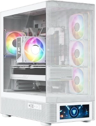 MODECOM Volcano AQ500 ARGB Midi White PC Case with LCD Display