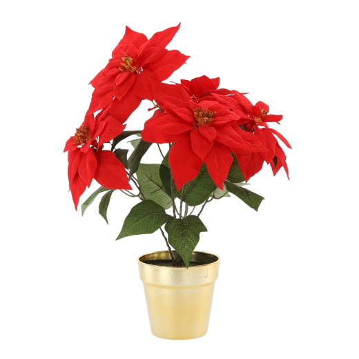 Étoile de Noël artificielle dans un cache-pot doré, 49 cm