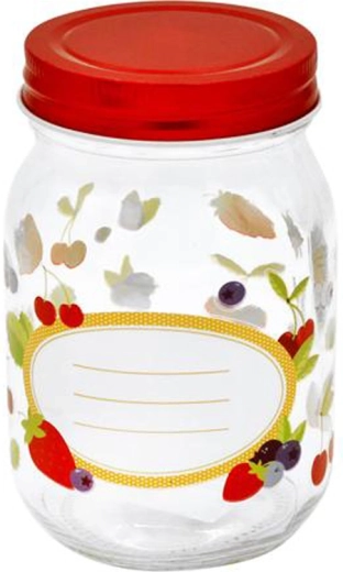 Toro preserving jar 500 ml with lid, fruit motif