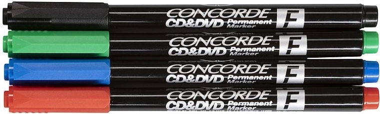 CONCORDE Permanent Markers for CDs and DVDs – Set of 4