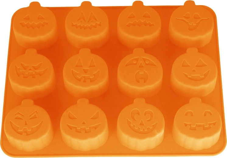 Stampo in silicone per dolci a forma di zucca, 12 cavità, arancione