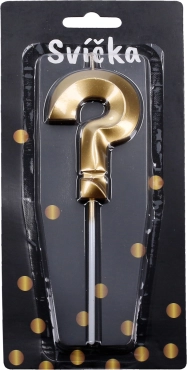 Bougie de fête dorée en forme de point d'interrogation