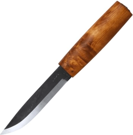 Helle Viking outdoor hunting knife 11 cm, curly birch wood, leather sheath