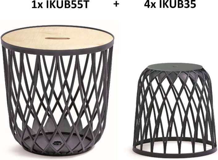 Set di cestini universali Uniqubo 4+1 – antracite