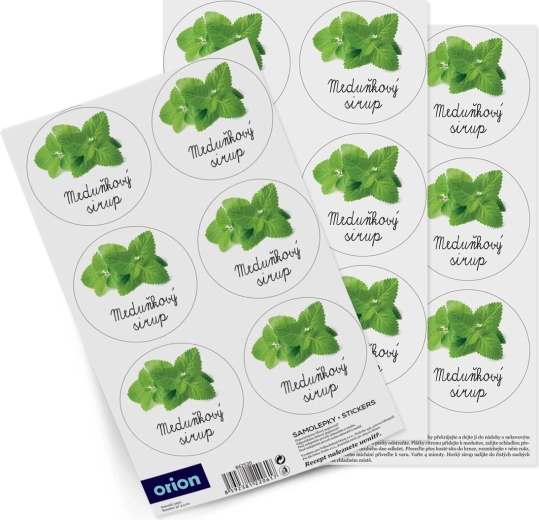 Étiquettes autocollantes pour bouteilles de sirop de mélisse (18 pcs, CZ)