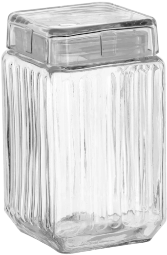 Bocal en verre carré 1,7 l avec couvercle en verre