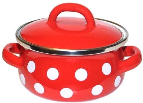 Saucepan with Lid 0.5 l Red Polka Dot, Diameter 10 cm