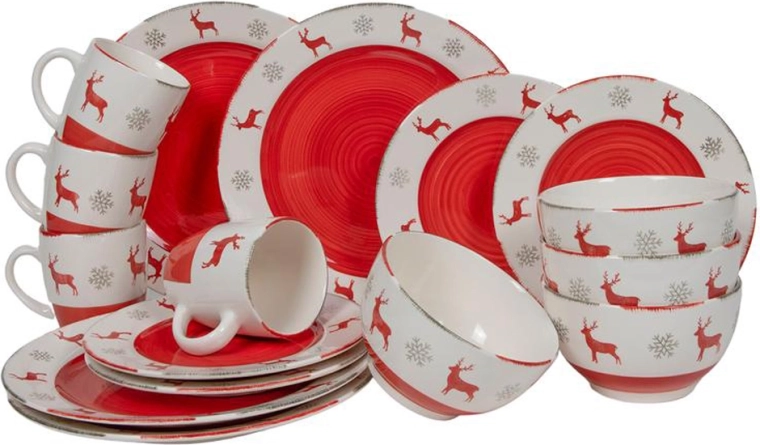 Service de table avec motif de Noël, 16 pièces