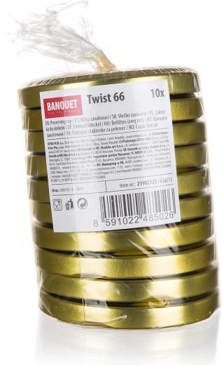 Twist-låg til konservering 66 mm, guld (10 stk)