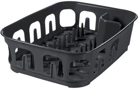 Pravokotni odcejalnik za posodo 39 × 29 × 10 cm, temno siv plast