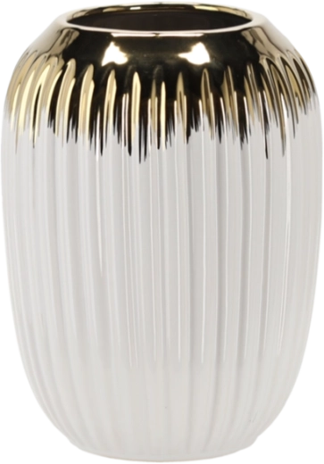 Ceramic vase 15 × 15 × 20 cm white–gold