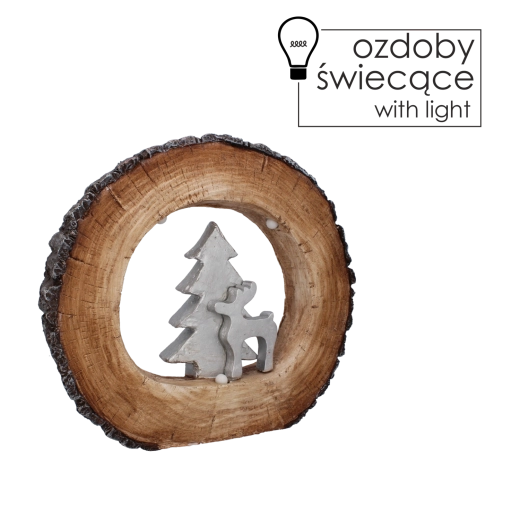 Christmas LED figurine – tree and reindeer on a trunk 38 × 7 × 34 cm