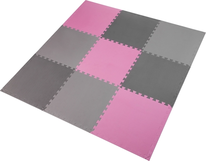 Tapis puzzle de protection en mousse EVA rose–gris ONE Fitness