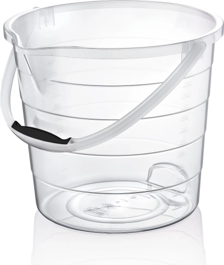 Transparent plastic bucket 15 l with measuring scale