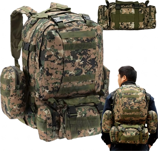 Tactical 4-in-1 Backpack 50 L Green Camo