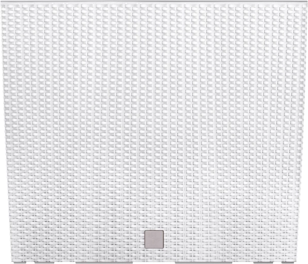 Visoka plastična žardinjera s ratan izgledom i uloškom, bijela 58 × 18 × 49,8 cm