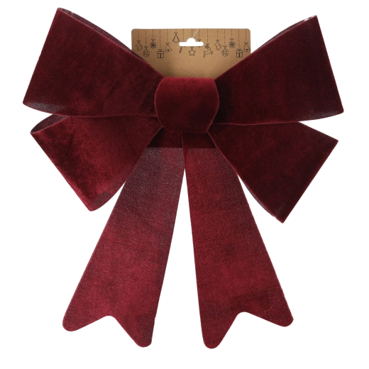 Weihnachtsschleife aus Velours, bordeauxrot, 36 × 51 cm