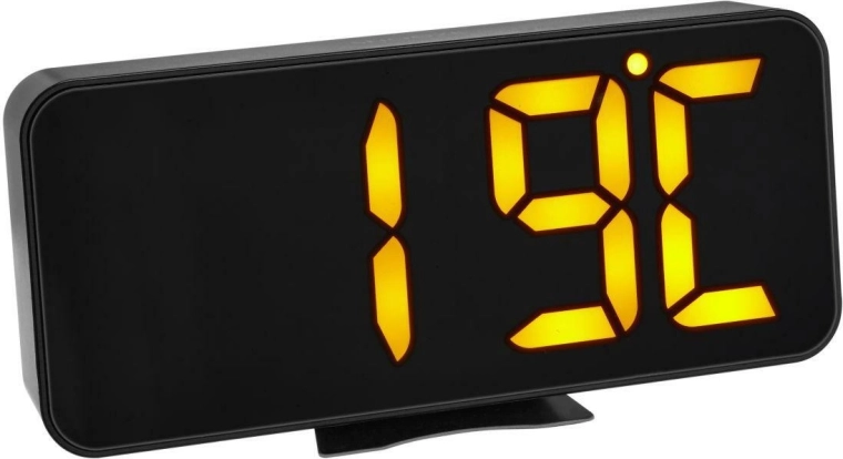 TFA digital alarm clock with thermometer and large orange LED digits