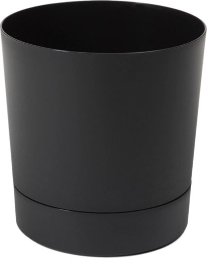 Cache-pot avec soucoupe AURA 28 cm, noir mat