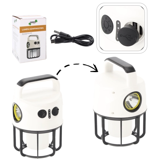 Akumulatorska kamp LED lampa s powerbankom i reflektorom