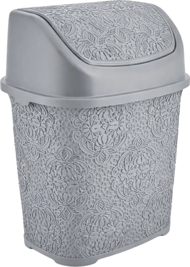 Flip-top trash can 6 L plastic, rectangular, light gray