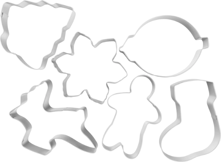 Christmas Bakeshop set van 6 roestvrijstalen kerstkoekvormpjes