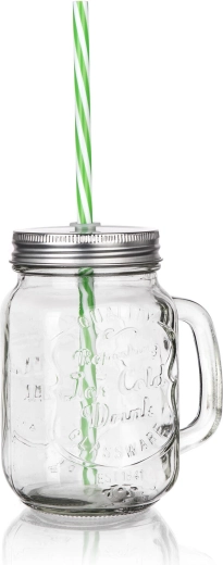 Glaskrus med låg og sugerør 450 ml MADEIRA
