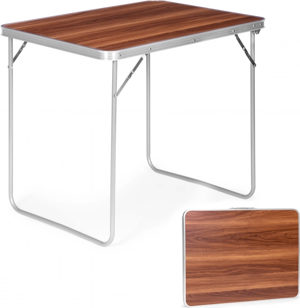 Folding camping table 80 × 60 cm wood look