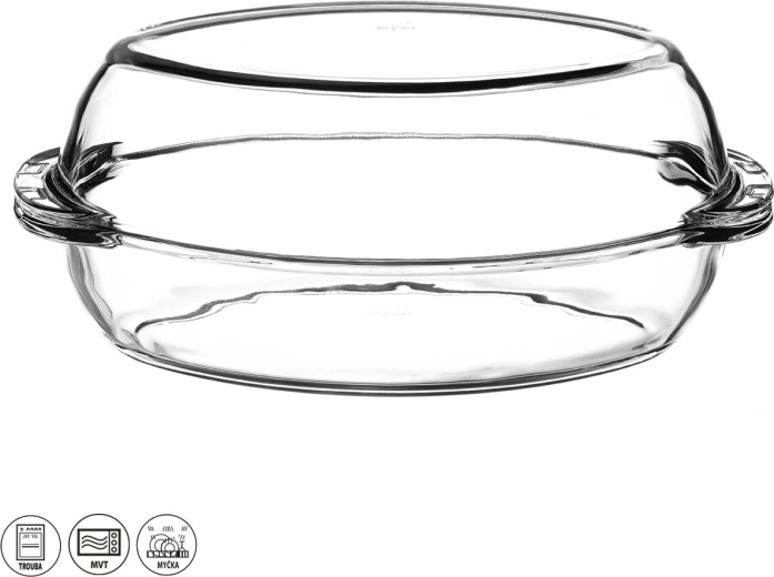 Plat à rôtir ovale en verre avec couvercle 34 × 19,5 × 14 cm