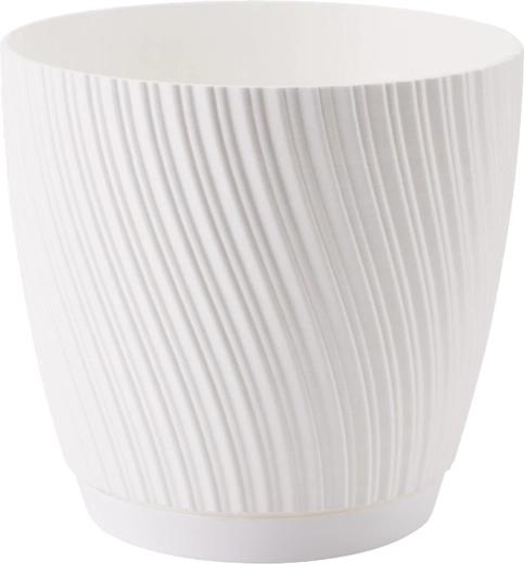 Cvetlični lonček MIKA ECO RECYCLED s podstavkom 23 cm bel