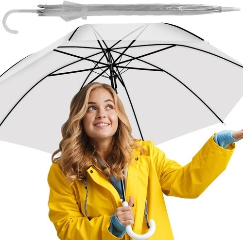 Transparent white automatic umbrella