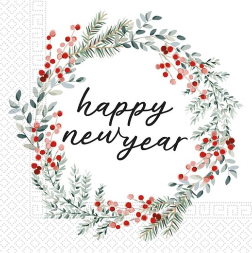 Serviettes en papier 33 × 33 cm, 3 épaisseurs, motif New Year, 20 pcs