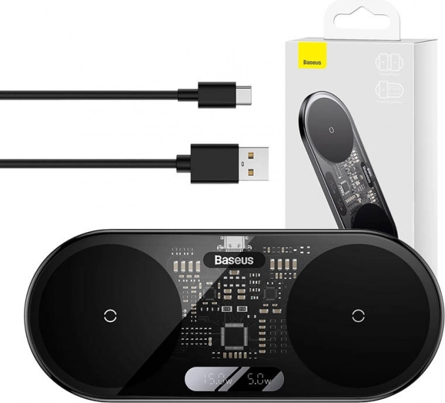 Baseus draadloze oplader met digitaal LED-display, 20W