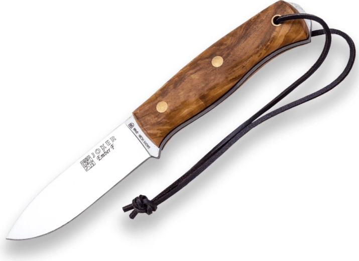 Joker Ember outdoor knife 10.5 cm, olive wood, leather sheath and fire starter