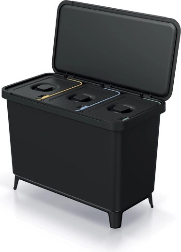 SYSTEMA sorting trash can 3×10 l from recycled plastic, wall-mounted