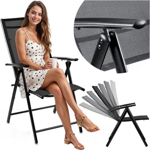 Sofotel folding reclining garden chair black